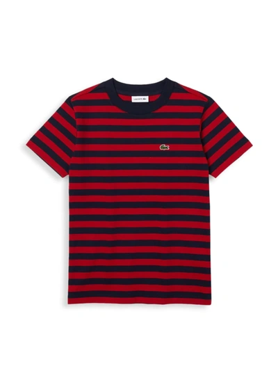Shop Lacoste Little Boy's & Boy's Contrast Striped T-shirt In Red