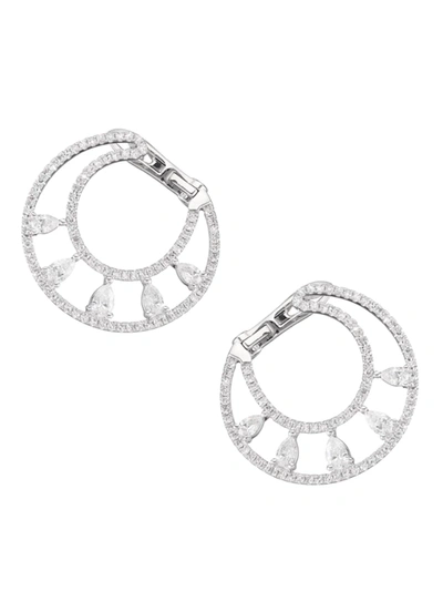 Shop Saks Fifth Avenue Women's 14k White Gold & 2.09 Tcw Diamond Hoop Earrings