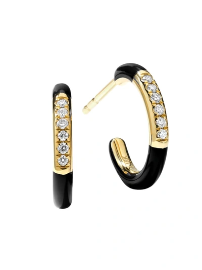 Shop Ippolita Carnevale 18k Gold, Ceramic & Diamond Huggie Hoop Earrings