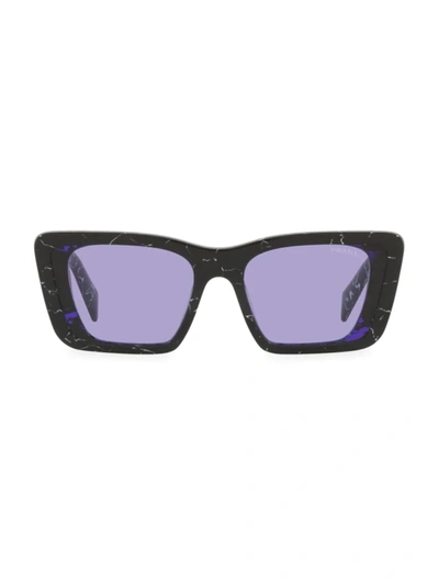 Shop Prada Women's 51mm Butterfly Sunglasses In Marble Black