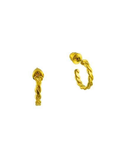 Shop Gurhan Women's Twist 22k Yellow Gold Hoop Earrings