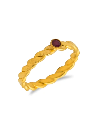 Shop Gurhan Women's 24k Yellow Gold & Ruby Twist Ring
