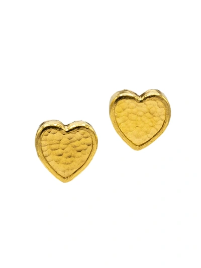 Shop Gurhan Women's Amulet 24k Gold Hammered Heart Earrings In Yellow Gold