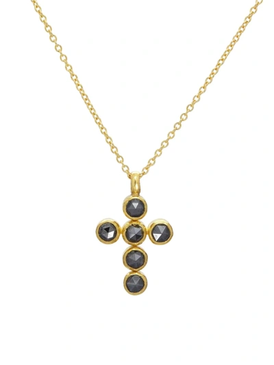 Shop Gurhan Women's Amulet 18-24k Yellow Gold & Black Diamond Cross Pendant Necklace