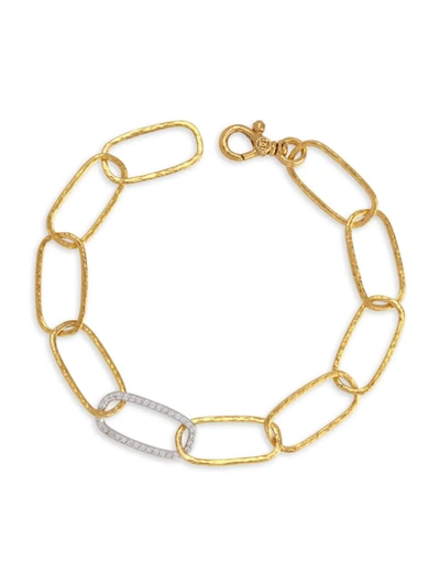 Shop Gurhan Women's Geo 22k Gold & Diamond Open Chain Bracelet In Yellow Gold