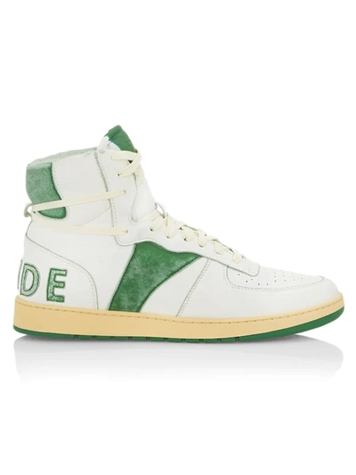 Shop Rhude Men's Rhecess High-top Sneakers In White Green