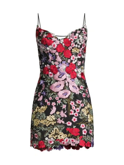 Shop Mac Duggal Women's Floral Lace Mini Dress In Black Multi
