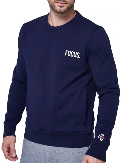 Shop Fourlaps Men's Logo French Terry Long-sleeve Crewneck Sweatshirt In Navy