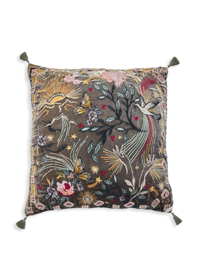 Shop Johnny Was Selah Embroidered Throw Pillow In Hunter