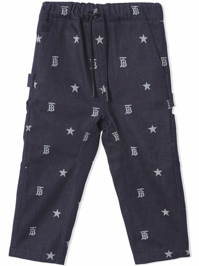 Shop Burberry Tb Monogram Multi-pocket Trousers In Blue