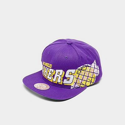 Shop Mitchell And Ness Los Angeles Lakers The Grid Snapback Hat In Purple