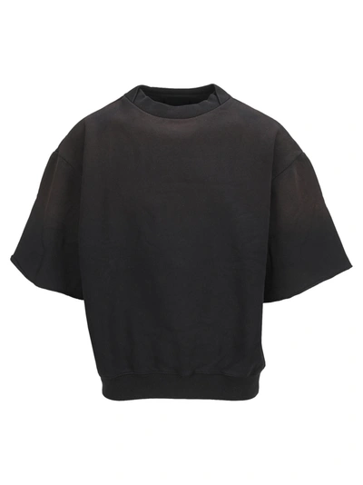 Shop Fear Of God Overlapped 3/4 Sleeve Sweatshirt In Vintage Black