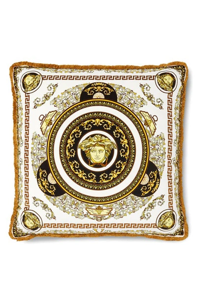 Shop Versace Medusa Gala Accent Pillow In White Gold