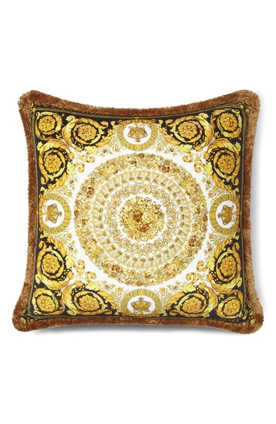 Shop Versace Barocco Cotton Accent Pillow In Black-gold