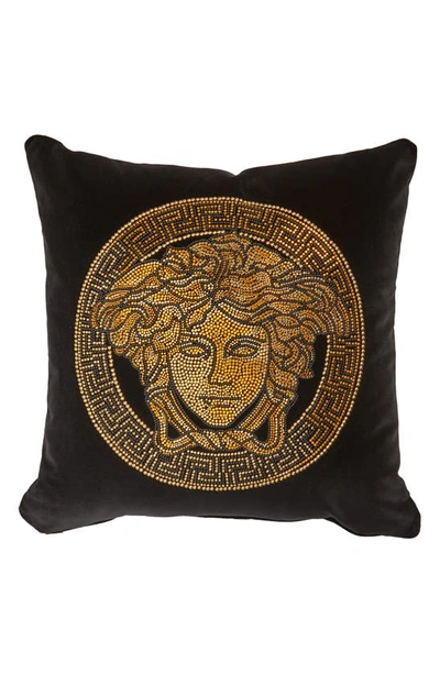 Shop Versace Logomania Accent Pillow In Black