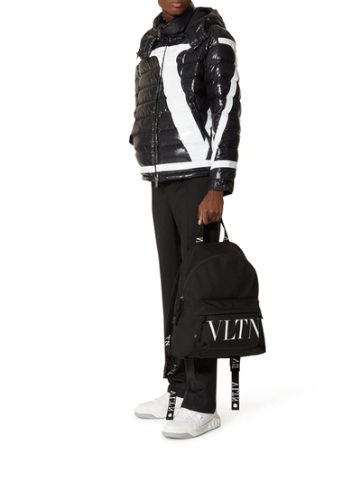 Shop Valentino Nylon Down Jacket With Vlogo Signature Print In Black