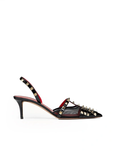 Shop Valentino Rockstud Alcove Slingback Pumps In 60mm Patent Leather In Black