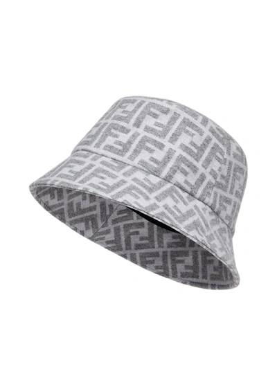 Shop Fendi Wool And Silk Hat In Grey