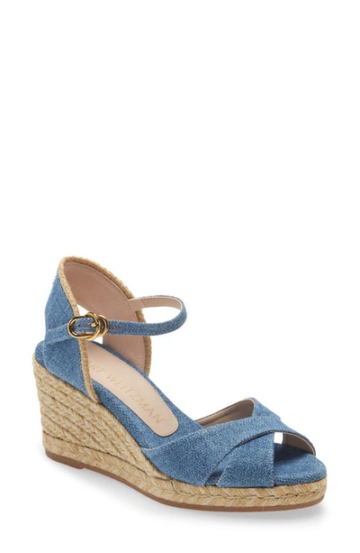 Shop Stuart Weitzman Mirela Espadrille Sandal In Washed Blue