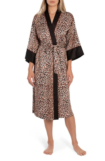 Shop In Bloom By Jonquil Baby It's You Leopard Print Satin Robe In Natural