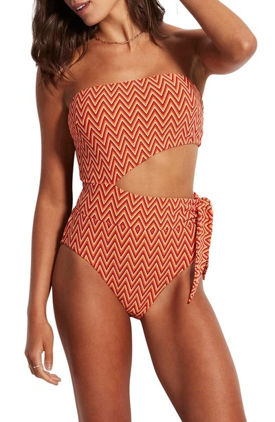 Seafolly Cleo Bandeau One-piece Swimsuit In Chilli Red