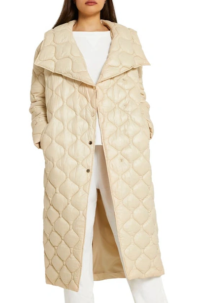 River Island Onion Quilt Padded Coat In Light Yellow | ModeSens
