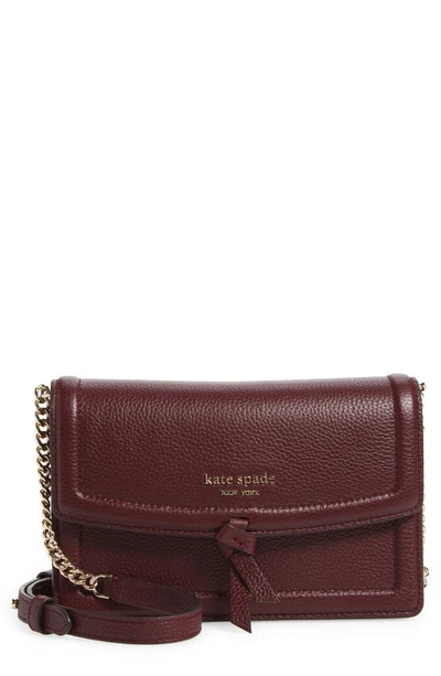 Shop Kate Spade Knott Leather Flap Crossbody Bag In Grenache