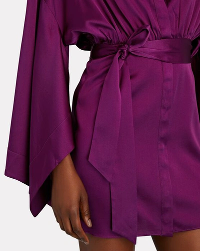 Shop Retroféte Scottie Silk Mini Shirt Dress In Purple