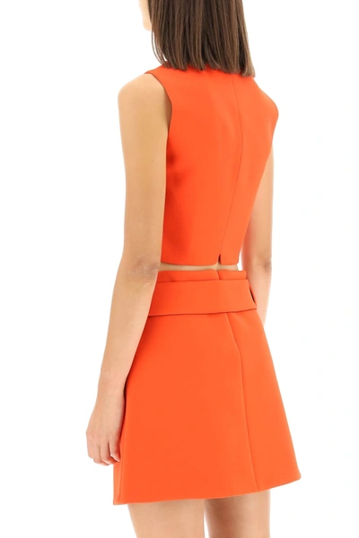Shop Versace Cropped Top With Graphic Neckline In Red,orange