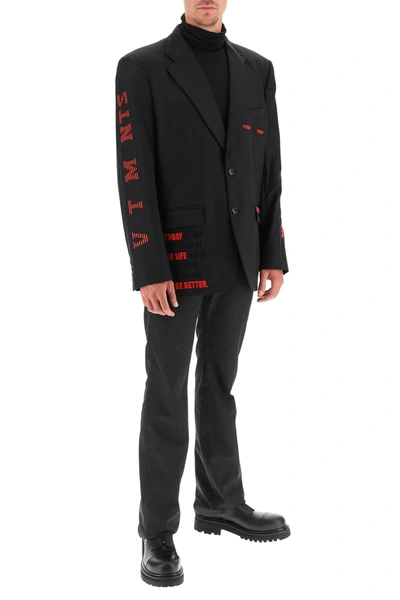 Shop Vetements Jacket With Hidden Message Embroidery In Black,red