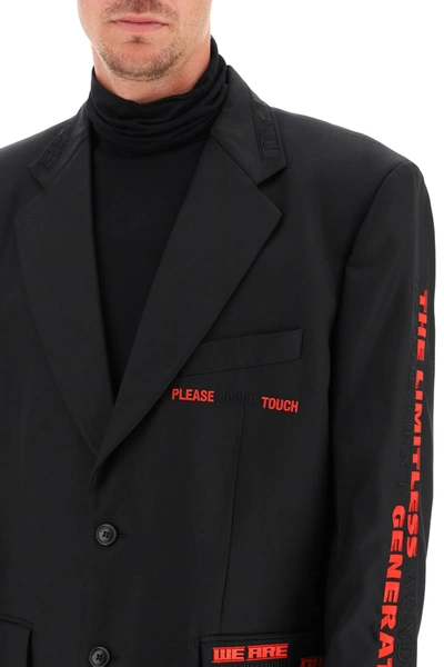 Shop Vetements Jacket With Hidden Message Embroidery In Black,red