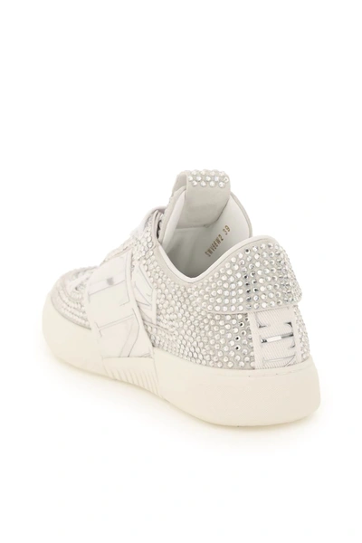 Shop Valentino Vl7n Sneakers With Crystals In White,silver