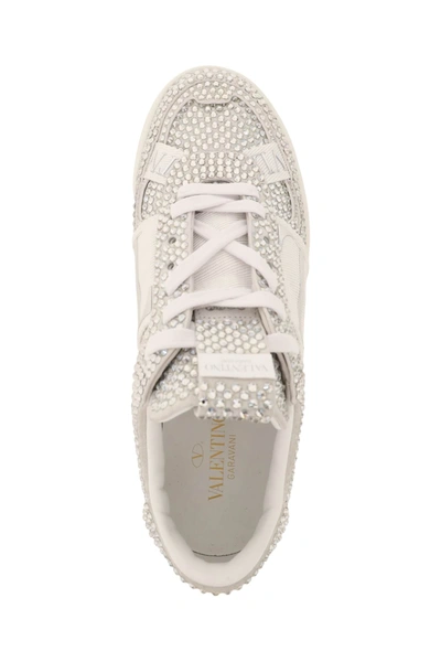 Shop Valentino Vl7n Sneakers With Crystals In White,silver