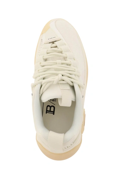 Balmain B-runner Leather-trimmed Mesh Sneakers In White