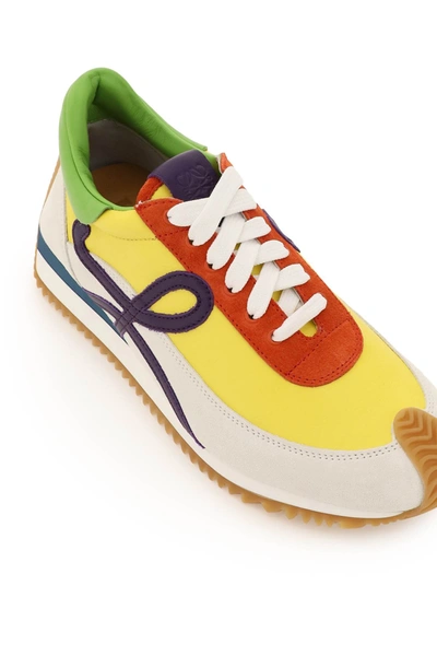 Shop Loewe Multicolour Flow Runner Leather Sneakers In Yellow,beige,orange,purple,green