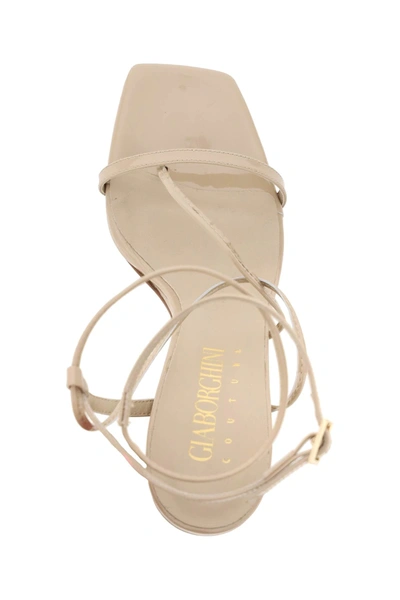 Shop Gia Borghini Patent Leather Venere Sandals In Beige