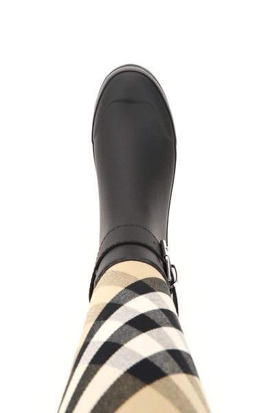 Shop Burberry House Check Rain Boots In Beige,black