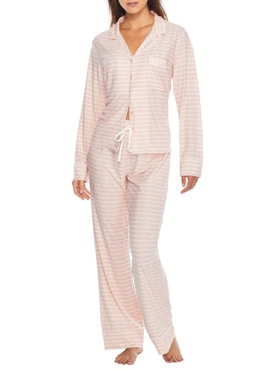 Shop Bare Necessities Cooling Light Nights Long Sleeve Pj Set In Sepia Rose Stripe
