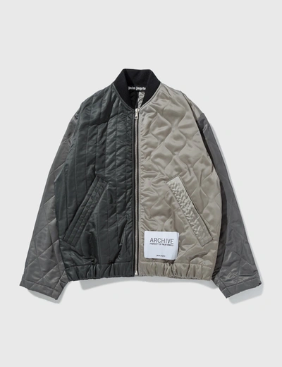 Shop Palm Angels Archive Aviator Jacket In Grey