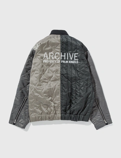 Shop Palm Angels Archive Aviator Jacket In Grey