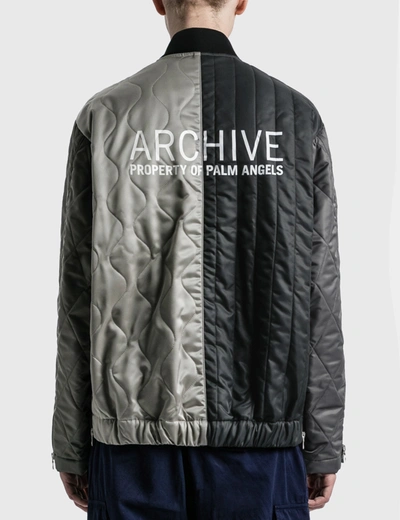 Shop Palm Angels Archive Aviator Jacket In Grey