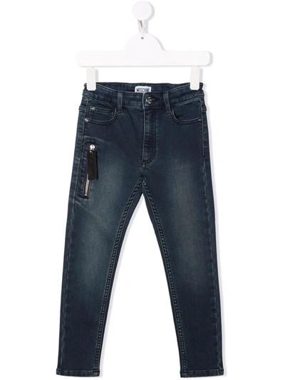 Shop Moschino Zip-pocket Straight-leg Jeans In Blue