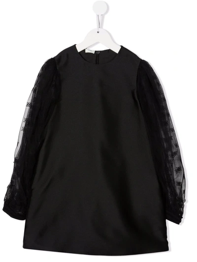 Shop Fendi Contrasting Sleeve Shift Dress In Black
