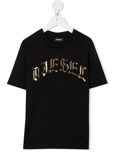 Shop Diesel Gothic Logo-print T-shirt In Black