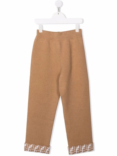 Fendi Felted Wool-cashmere Trousers In Neutrals