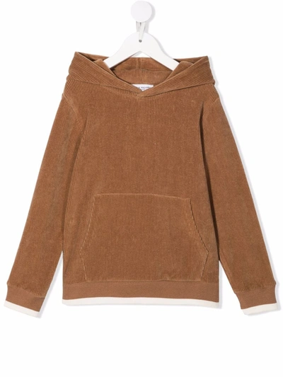 Shop Paolo Pecora Corduroy Long Sleeved Hoodie In Neutrals