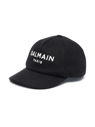 Shop Balmain Logo-print Baseball Cap In Black