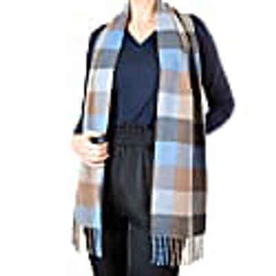 Kinalba Oban Cool Azure Block Cashmere Scarf In Cashmere