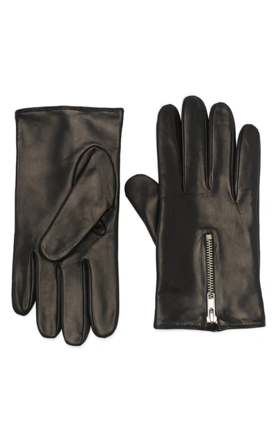 Shop Portolano Faux Leather Cashmere Lined Gloves In Black