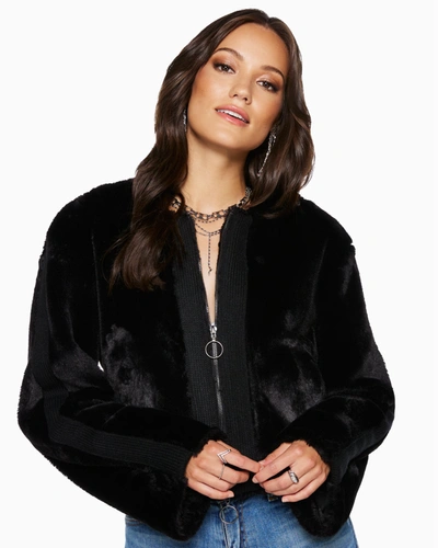 Shop Ramy Brook Paola Faux Fur Coat In Black